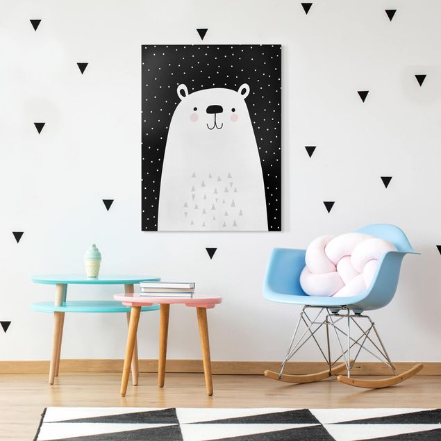 Lienzos en blanco y negro Zoo With Patterns - Polar Bear