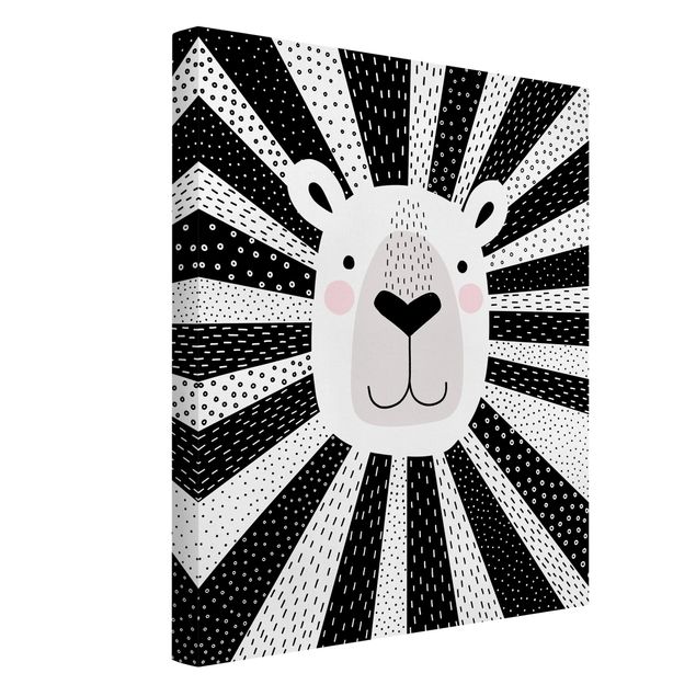 Lienzos en blanco y negro Zoo With Patterns - Lion