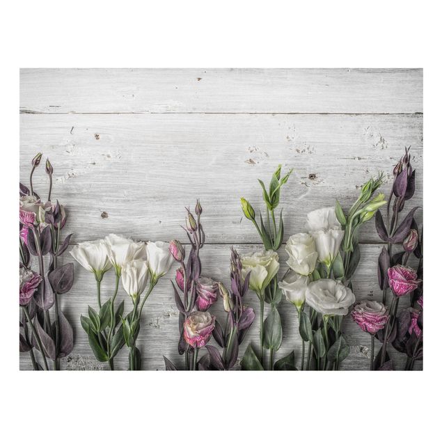 Cuadros de flores modernos Tulip Rose Shabby Wood Look