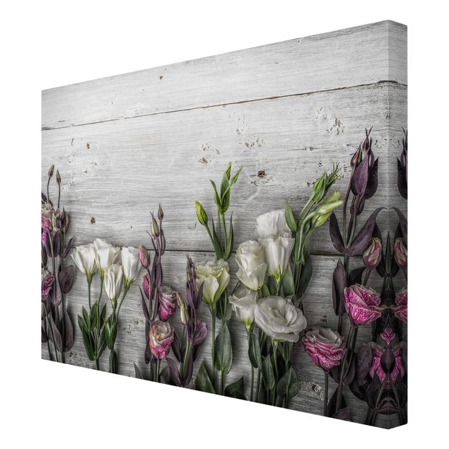 Cuadros para salones grises Tulip Rose Shabby Wood Look