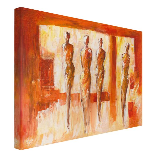 Lienzos abstractos Four Figures In Orange