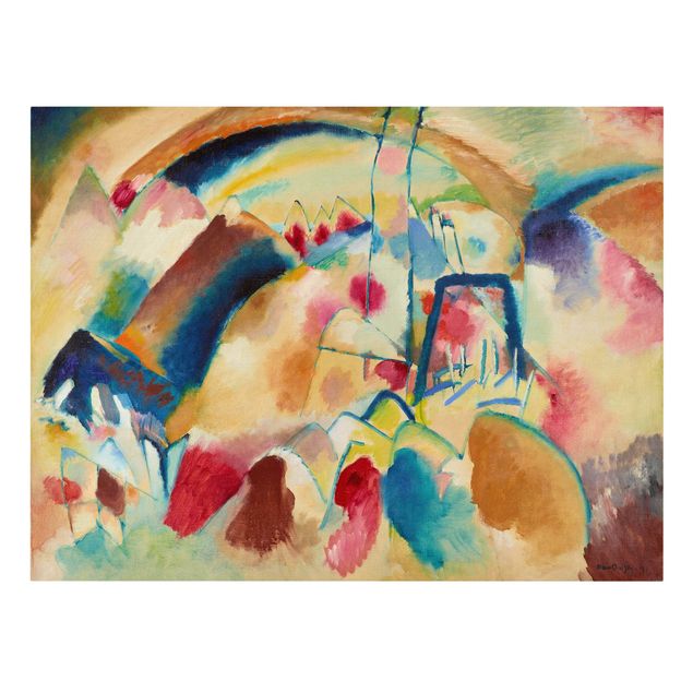 Lienzos de cuadros famosos Wassily Kandinsky - Landscape With Church (Landscape With Red Spotsi)