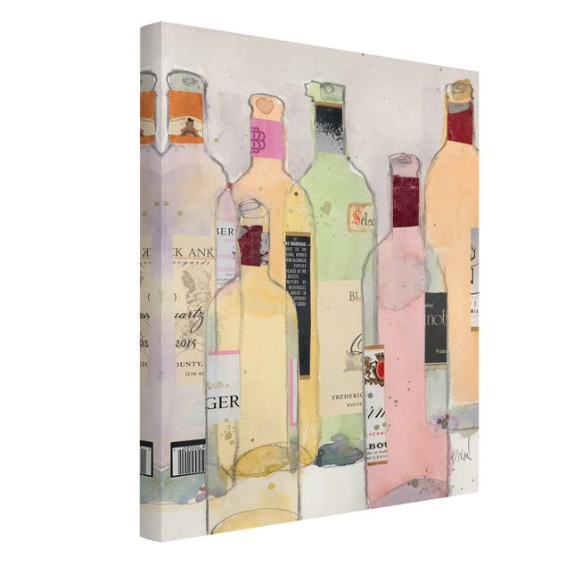 Cuadros en lienzo Wine Bottles In Watercolour I