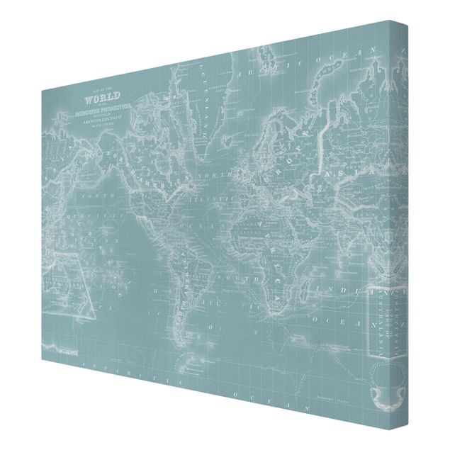 Cuadros World Map In Ice Blue