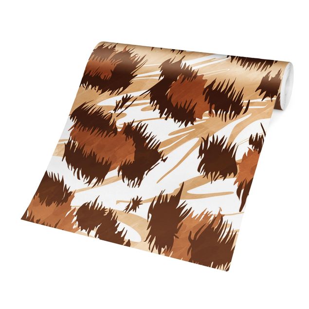 Papel pintado infantil animales Watercolour Leo-Print In Shades Of Brown