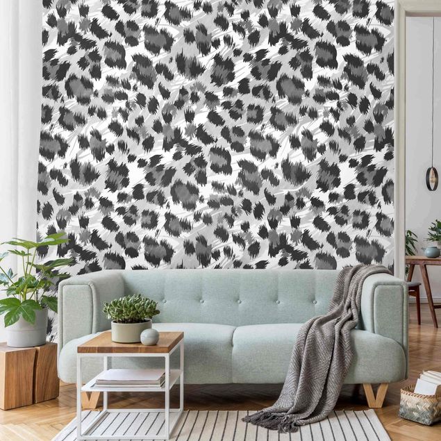 Papel pintado gatos Leopard Print With Watercolour Pattern In Grey