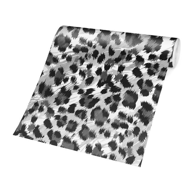 Papel pintado infantil animales Leopard Print With Watercolour Pattern In Grey