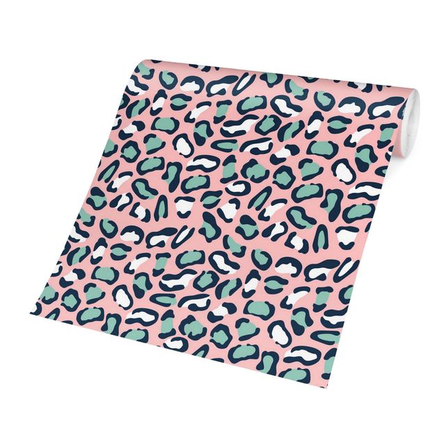 Papel pintado infantil animales Leopard Pattern In Pastel Pink And Blue