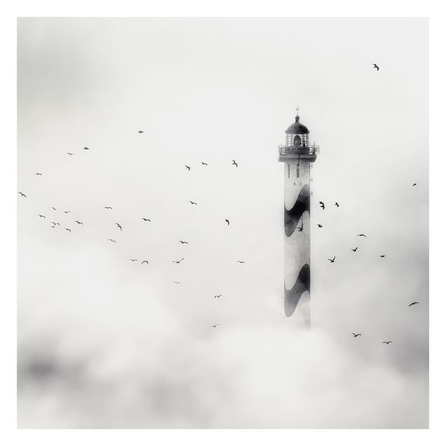 Papel de pared blanco Lighthouse In The Fog