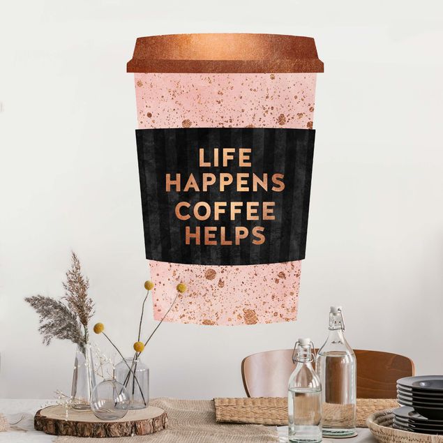 Vinilos café Life Happens - Coffee Helps