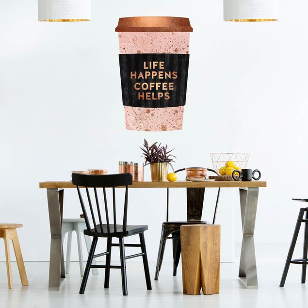 Vinilos pared Life Happens - Coffee Helps