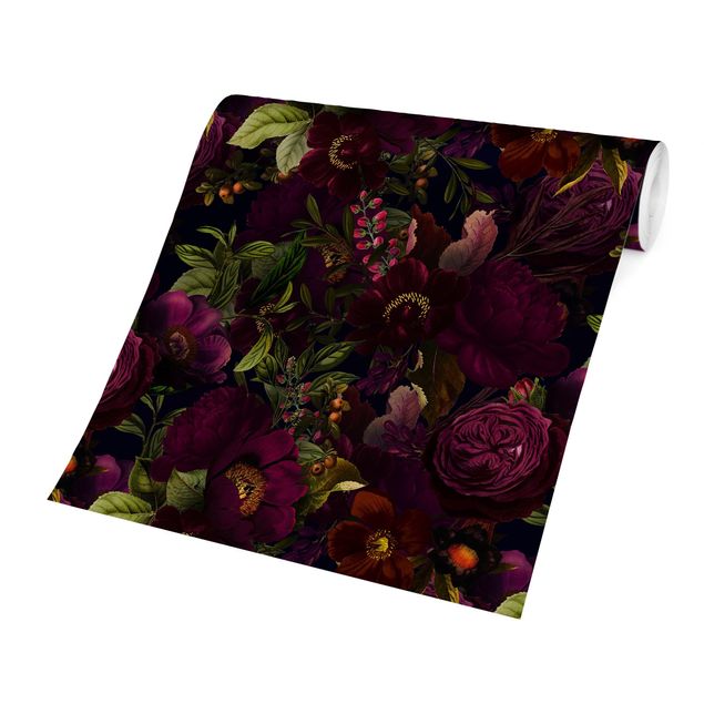 Papel pintado moderno Purple Blossoms Dark