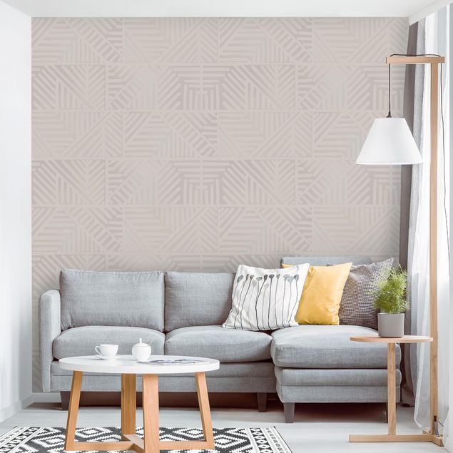 Papel pintado con patrones Line Pattern Stamp In Taupe