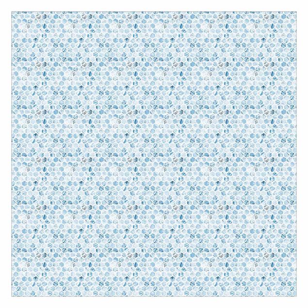Papel pintado salón moderno Marble Hexagons Blue Shades