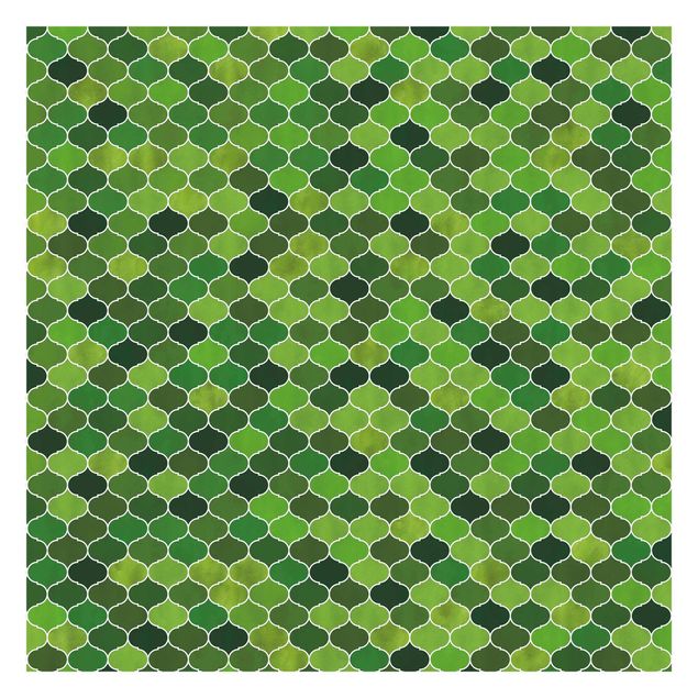 Papel pintado Moroccan Watercolour Pattern Green