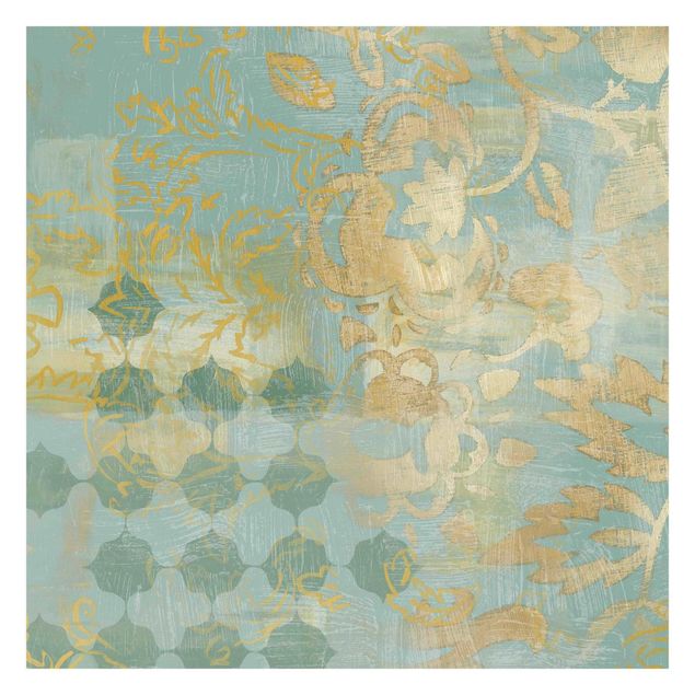 Papel pintado Moroccan Collage In Gold And Turquoise II