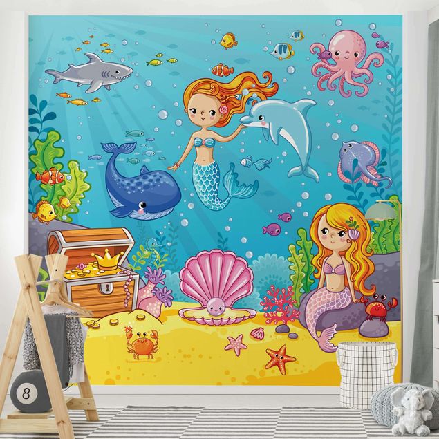 Papel pintado fondo marino Mermaid - Underwater World