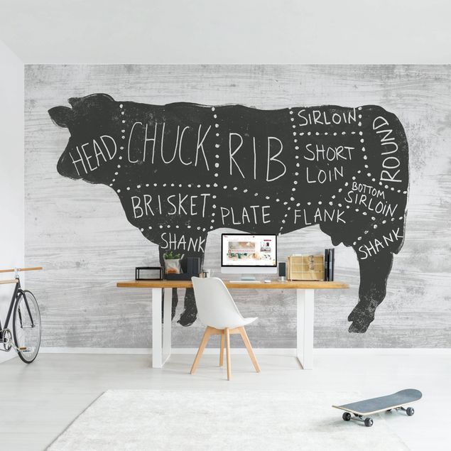 Papel pintado infantil animales Butcher Board - Beef