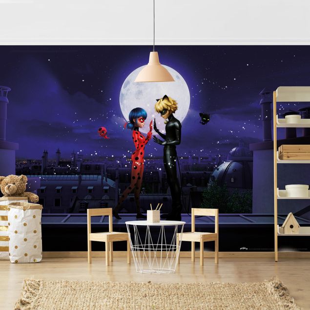 Papel pintado salón moderno Miraculous Ladybug And Cat Noir In The Moonlight