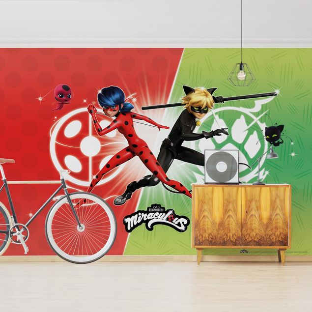 Papel pintado salón moderno Miraculous Ladybug and Cat Noir