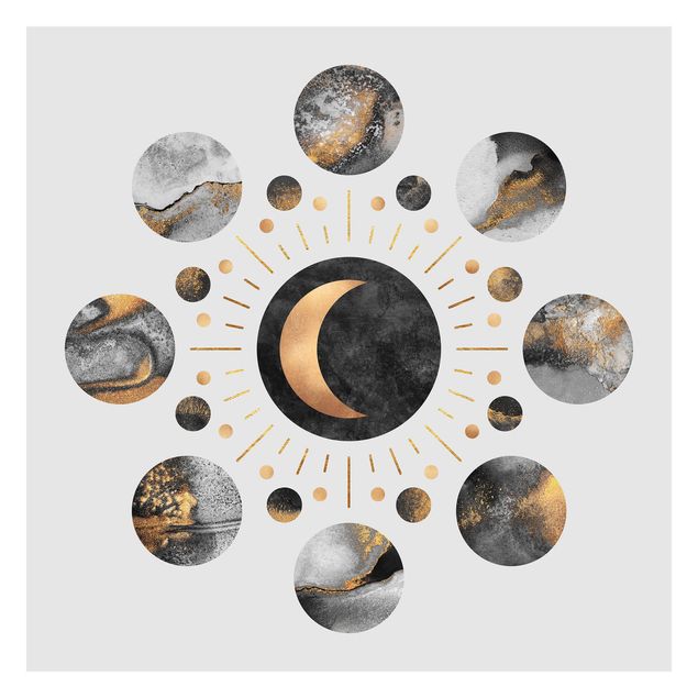 Papel de pared Moon Phases Abstract Gold