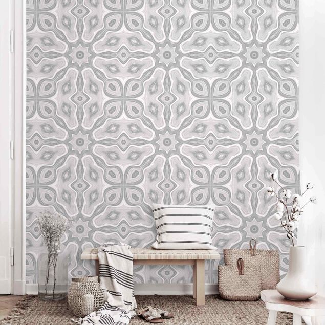 Papel pintado con patrones Pattern In Gray And Silver With Stars