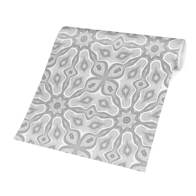 Papel pared gris Pattern In Gray And Silver With Stars