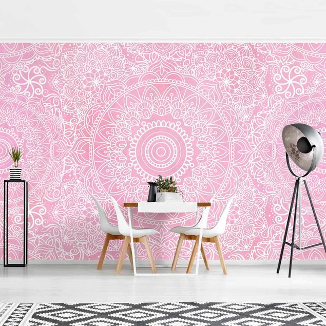 Papel pintado adornos Pattern Mandala Light Pink