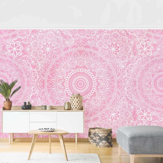 Papel pintado con patrones Pattern Mandala Light Pink