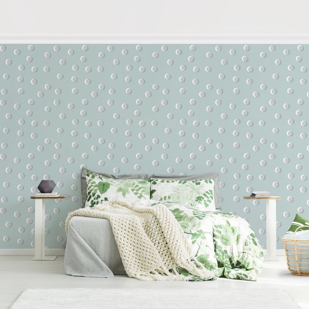 Papel pintado con patrones Pattern With Dots And Circles On Bluish Grey