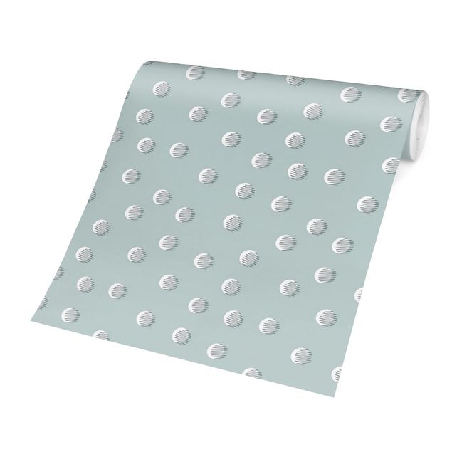 Papeles pintados Pattern With Dots And Circles On Bluish Grey