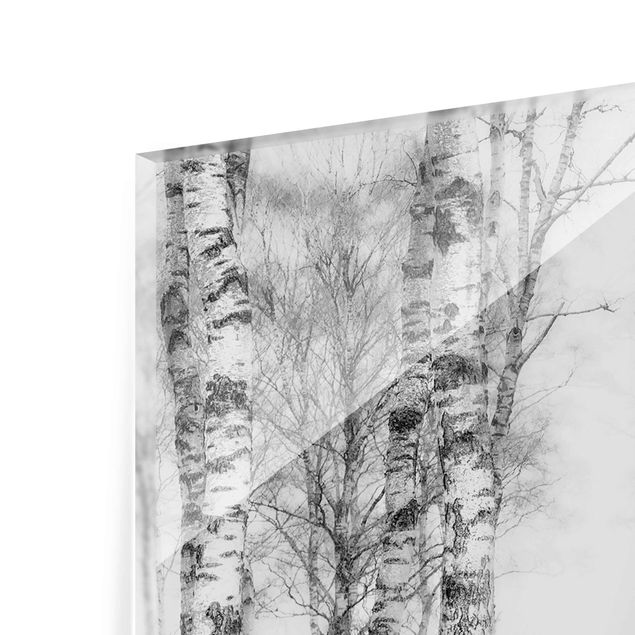 Cuadros en blanco y negro Mystic Birch Forest Black And White