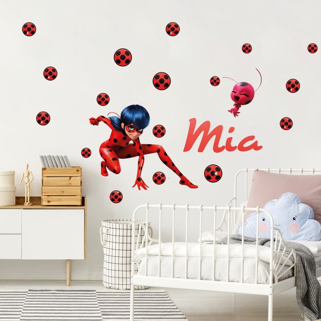 Decoración habitacion bebé Miraculous Ladybug Customised Name