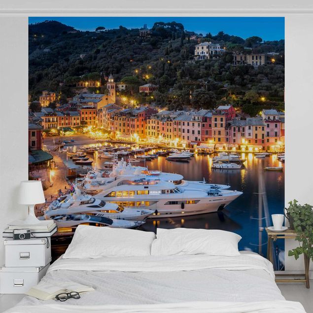 Papel pintado ciudad Night Time In The Harbour Of Portofino