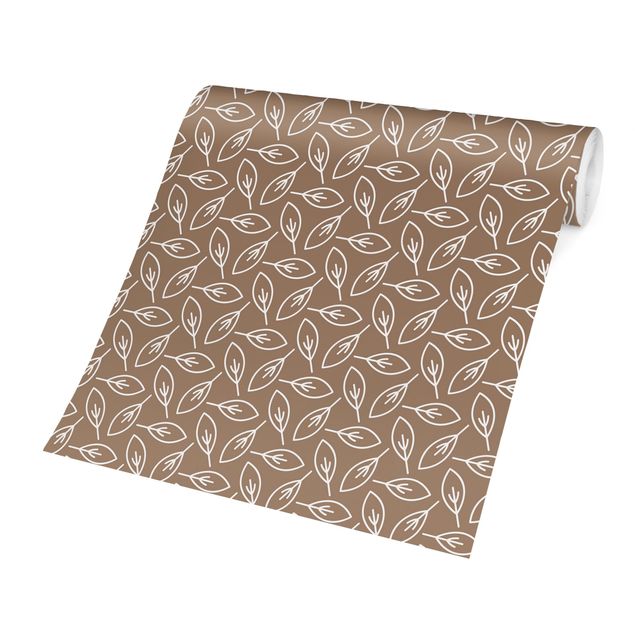 Papel pintado tonos marrones Natural Pattern Leaf Lines In Front Of Brown