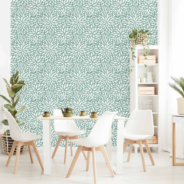 Papel pintado con patrones Natural Pattern Flowers In Mint