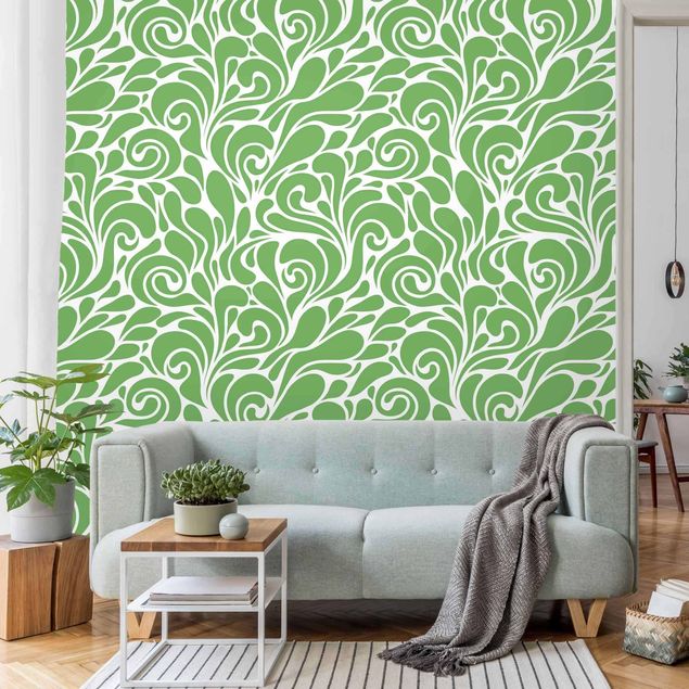 Papel pintado con patrones Natural Pattern With Loops In Front Of Green