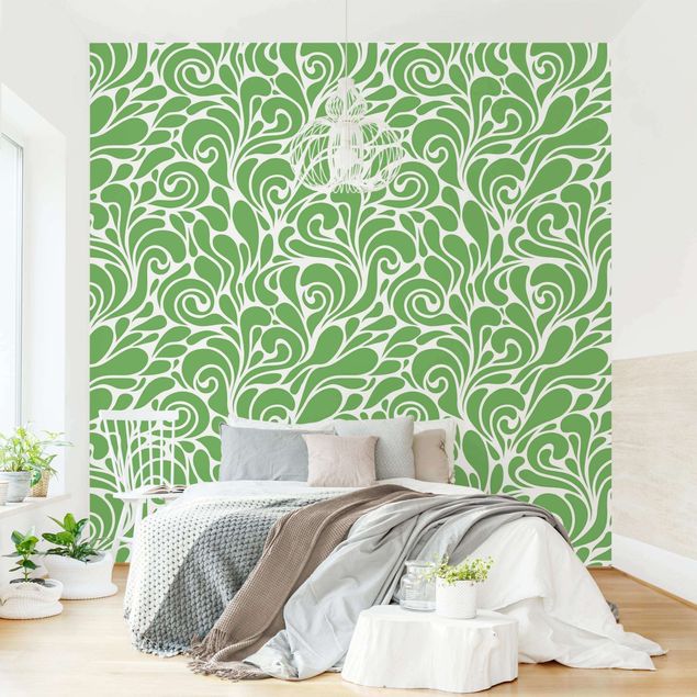 Papel pintado moderno Natural Pattern With Loops In Front Of Green