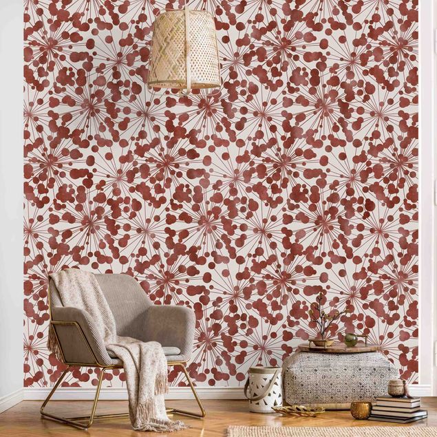 Papel pintado moderno Natural Pattern Dandelion With Dots Copper