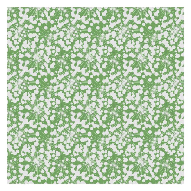 Papel pintado Natural Pattern Dandelion With Dots In Front Of Green