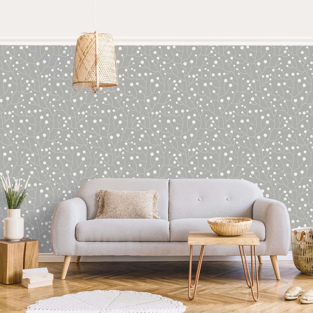 Papel pintado lunares Natural Pattern Growth With Dots On Gray