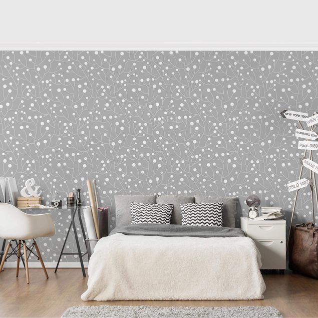 Papel pintado con patrones Natural Pattern Growth With Dots On Gray