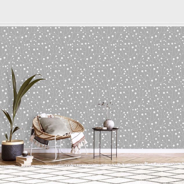 Papel pintado moderno Natural Pattern Growth With Dots On Gray