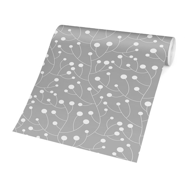 Papel pintado gris Natural Pattern Growth With Dots On Gray