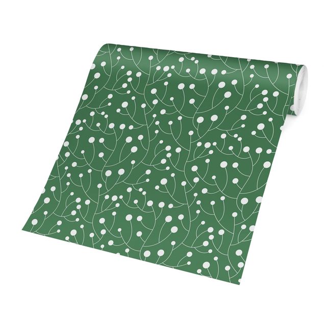 Papel pintado tonos verdes Natural Pattern Growth With Dots On Green