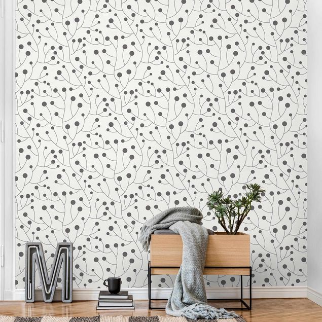 Papel pintado con patrones Natural Pattern Growth With Dots Gray