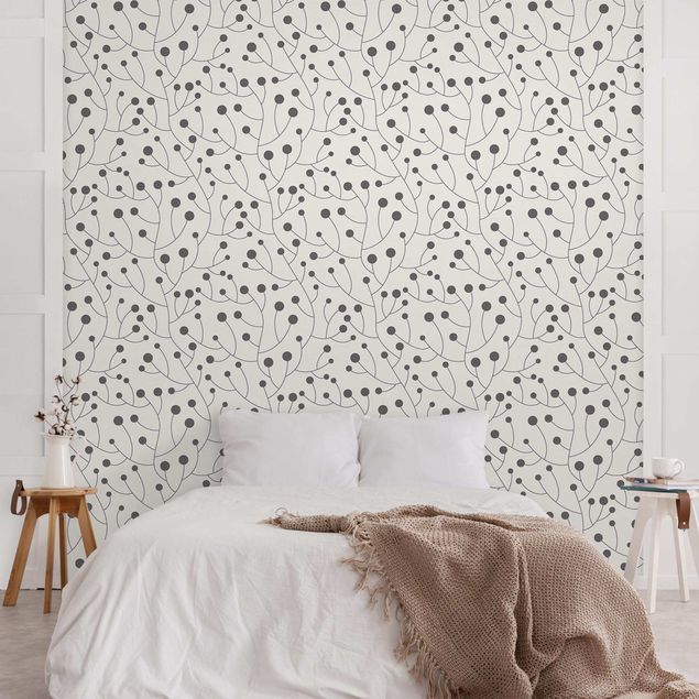 Papeles pintados modernos Natural Pattern Growth With Dots Gray