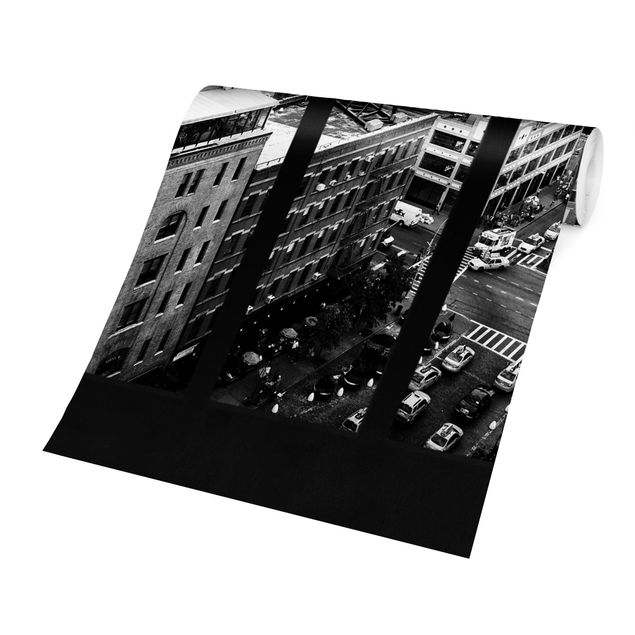 Papeles pintados modernos New York Window View Black And White