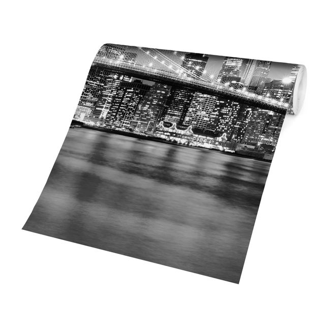 Papeles pintados blanco y negro Nighttime Manhattan Bridge II