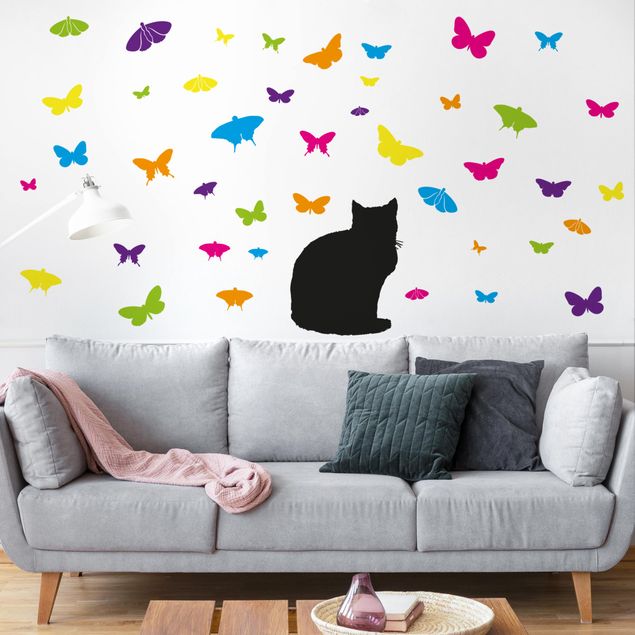 Decoración habitación infantil NO.RS68 Cat and Butterflies